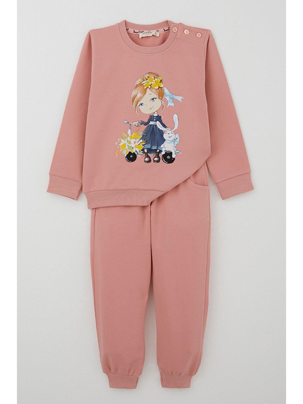 Pembe Kız Çocuk Eşofman Takım Scooter Kız Baskılı Gülkurusu (1.5-3 Yaş)