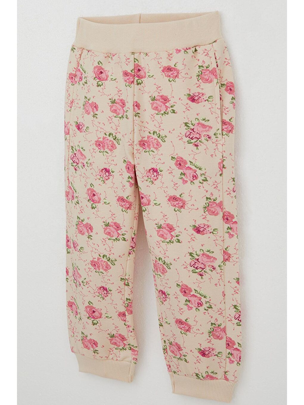 Ekru Kız Çocuk Eşofman Takımı Çiçek Desenli Kapüşonlu Krem (1.5-5 Yaş)-6