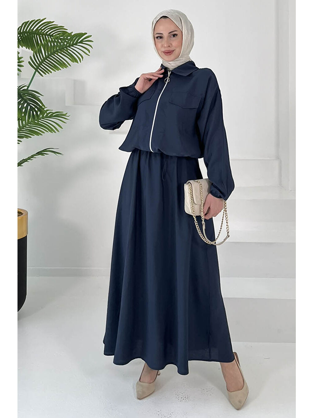 Lastikli Etekli Takım Lacivert - 27011