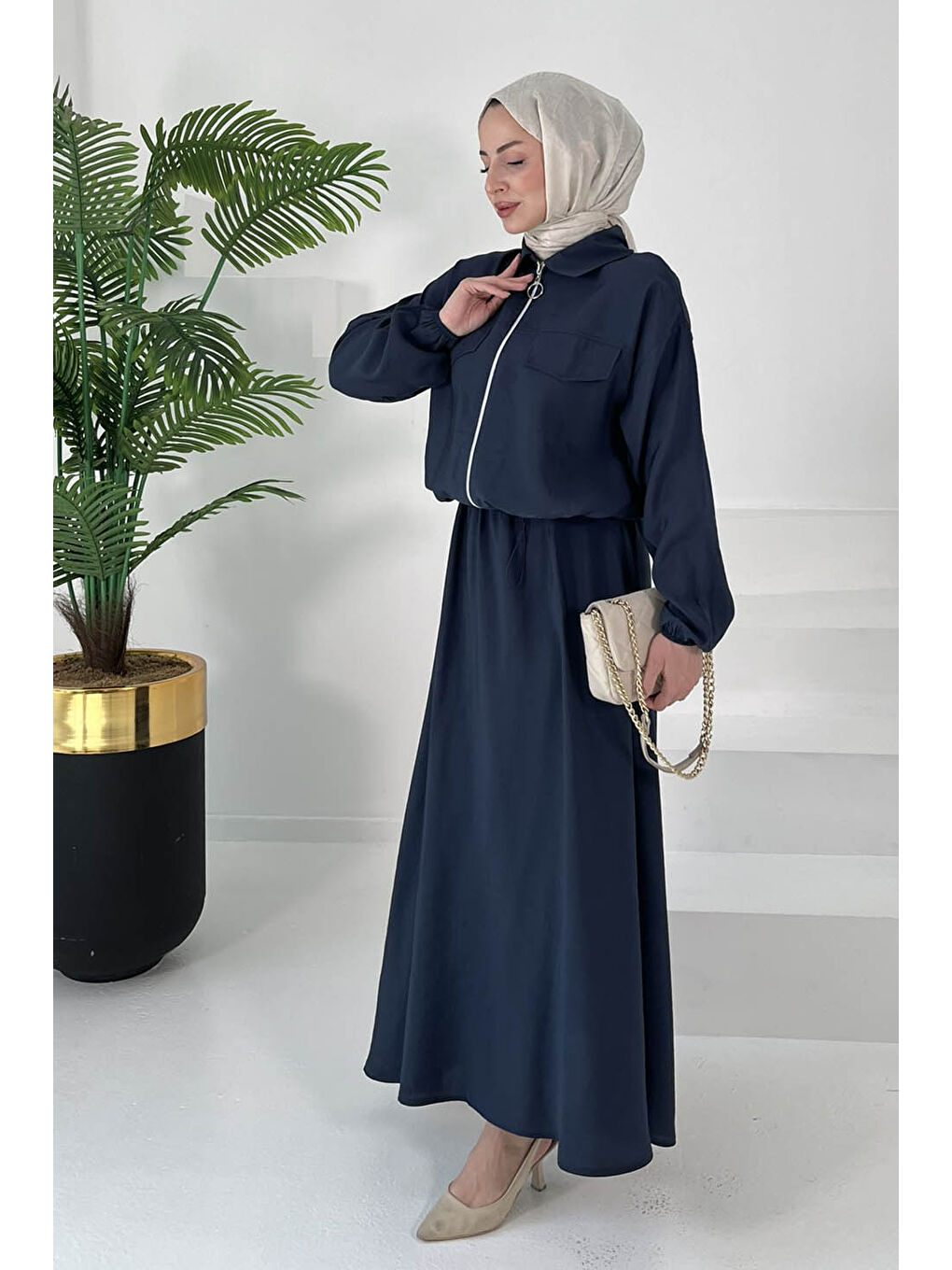 Lastikli Etekli Takım Lacivert - 27011-4