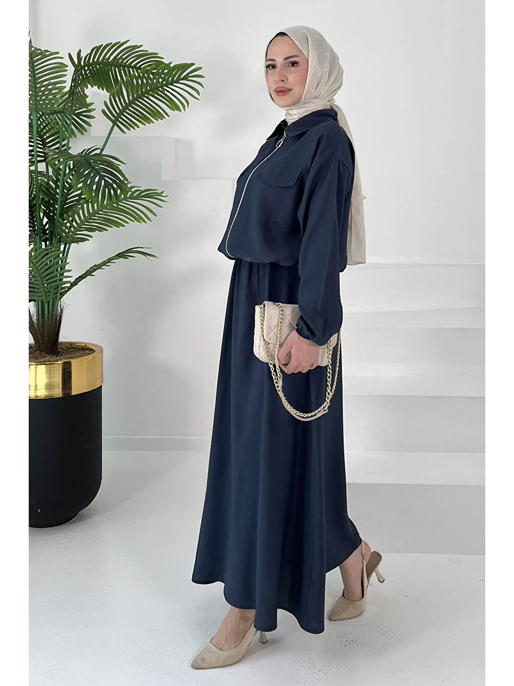 Lastikli Etekli Takım Lacivert - 27011-5