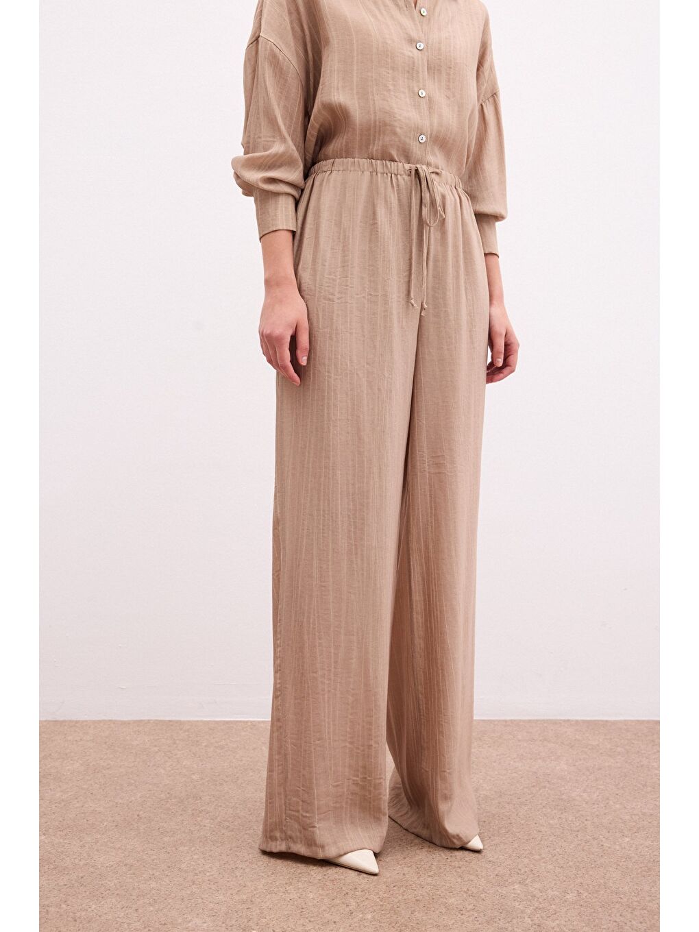 Kahverengi Bel Lastikli Pantolon - Camel-6