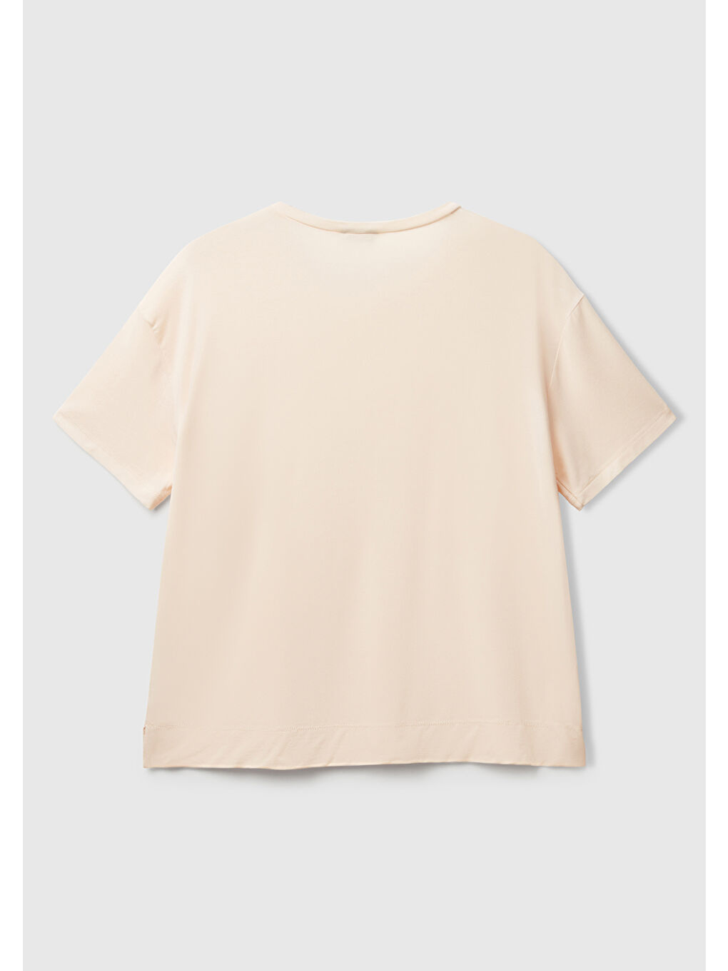 Kadın Ekru Logo Baskılı Bisiklet Yaka T-Shirt-3