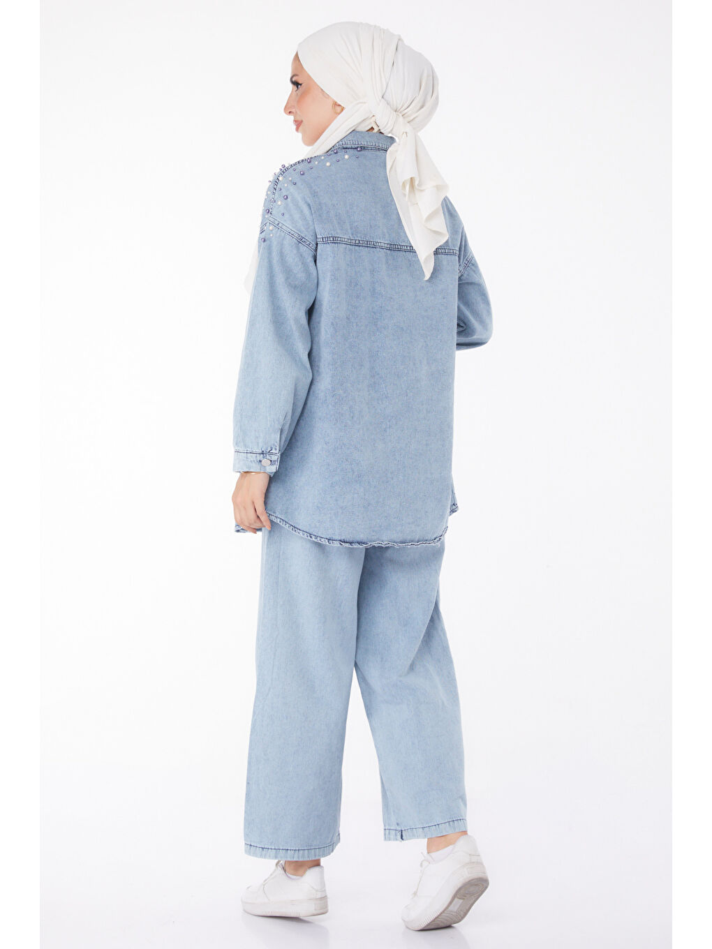 İnci Detaylı İkili Takım Buz Mavi   25362-4