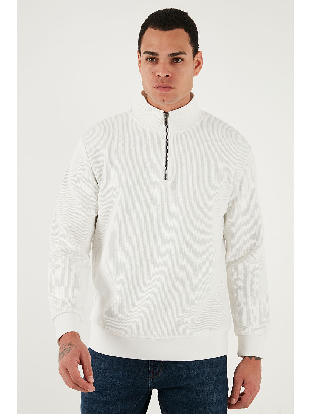 Lila Pamuklu Regular Fit Yarım Fermuarlı Dik Yaka 2'li Paket Sweat 5905716S2-2