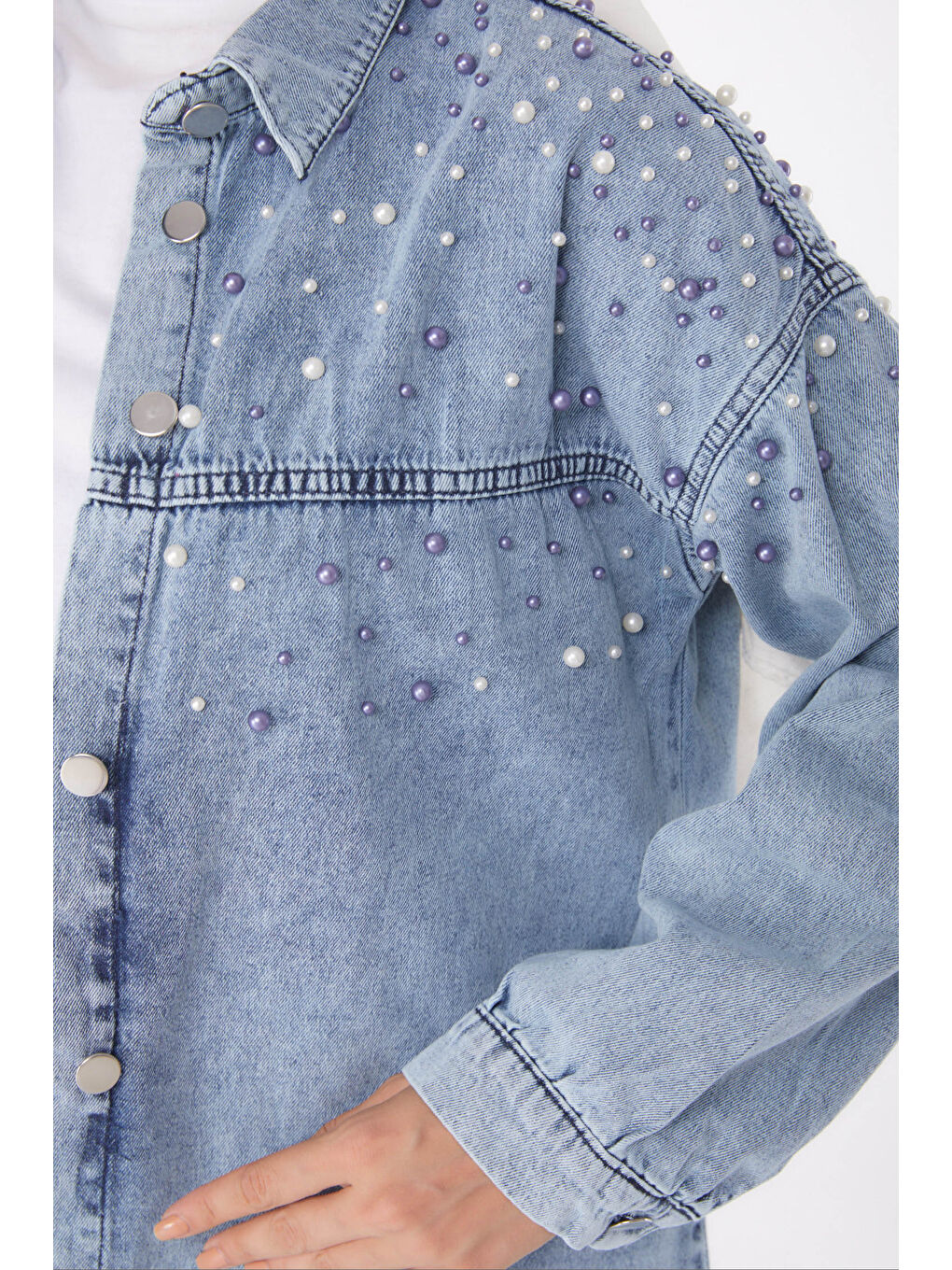 İnci Detaylı İkili Takım Buz Mavi   25362-5