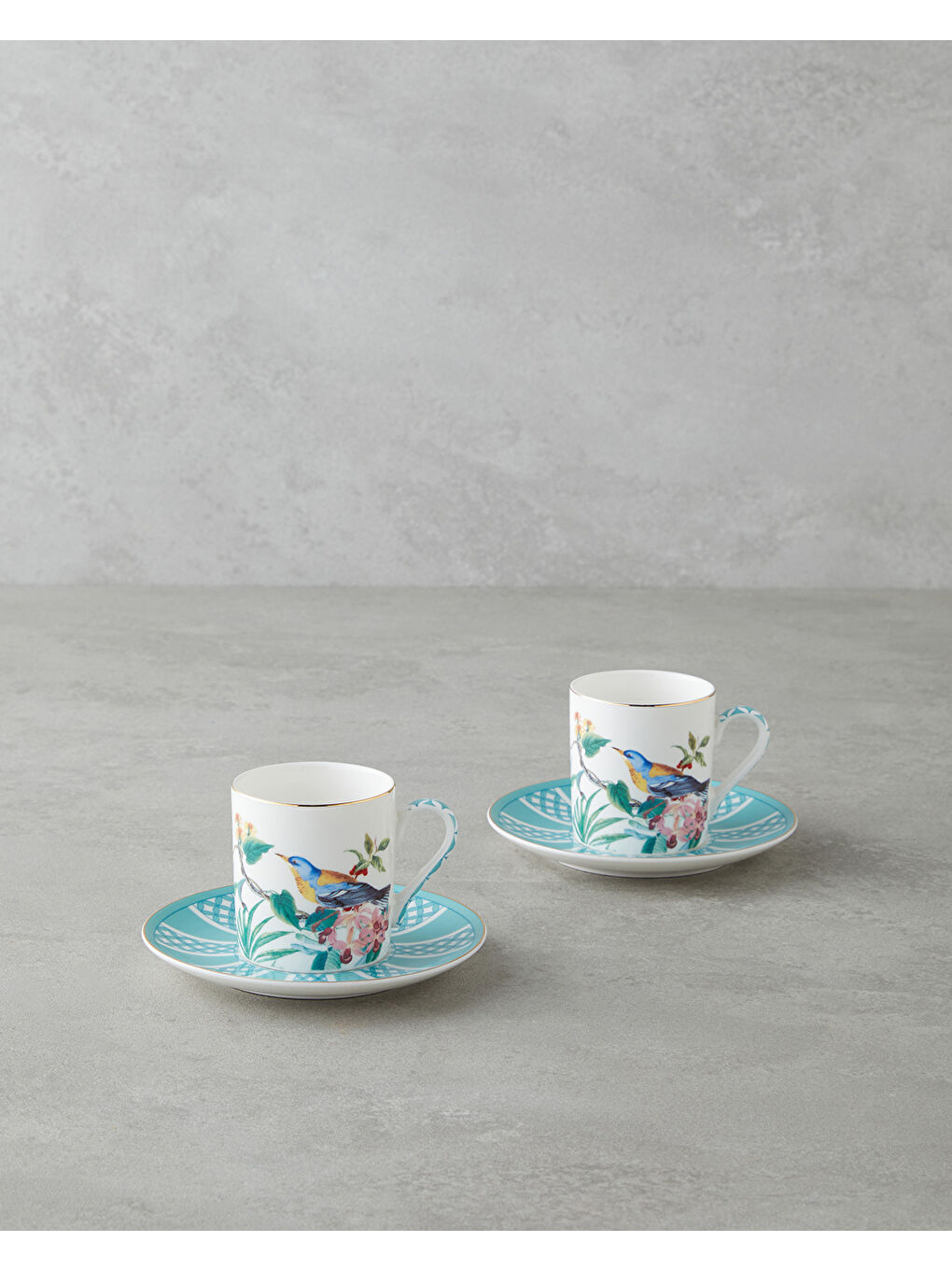 Freesia New Bone China 4 Parça 2 Kişilik Kahve Fincan Takımı 90 ml Mavi