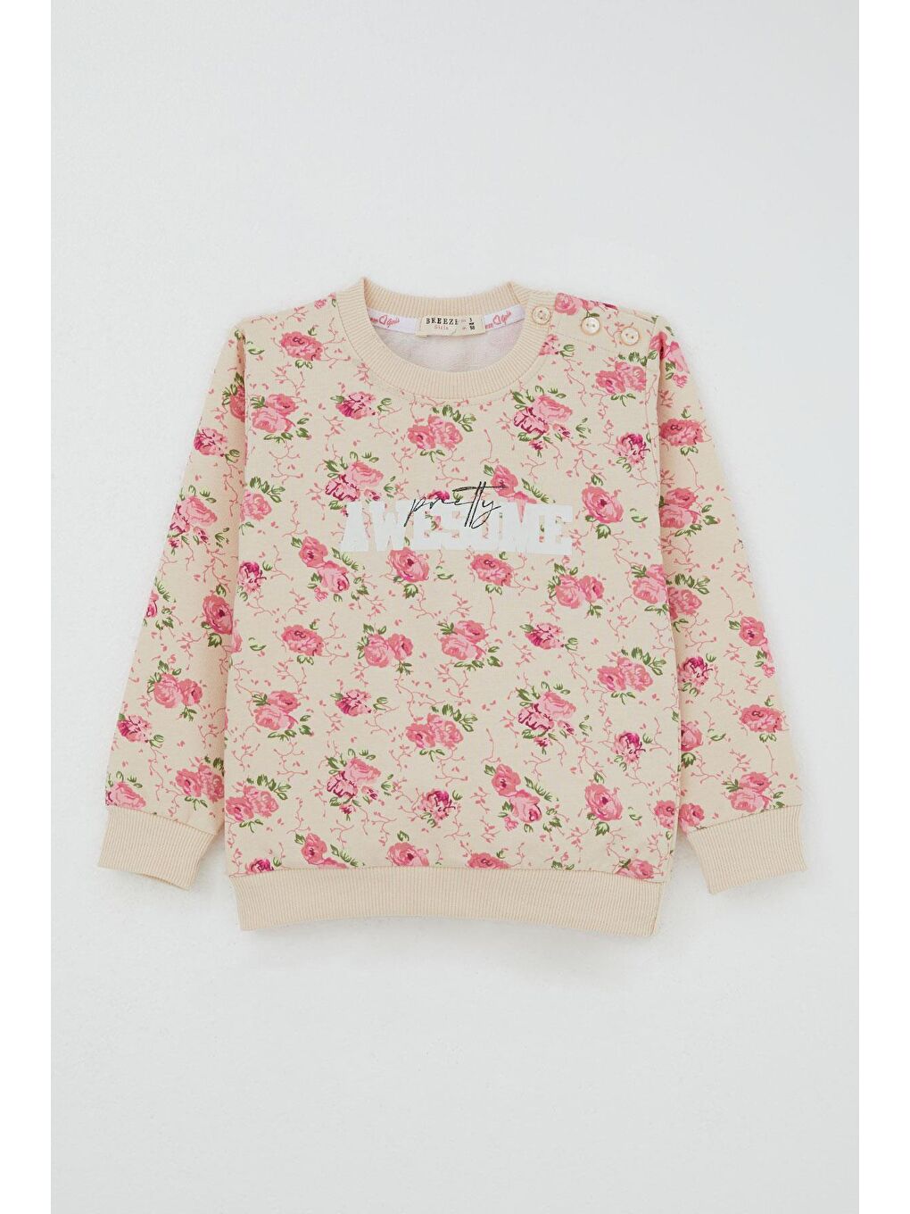 Kız Çocuk Eşofman Takım Çiçek Desenli Bej (1.5-5 Yaş)-1