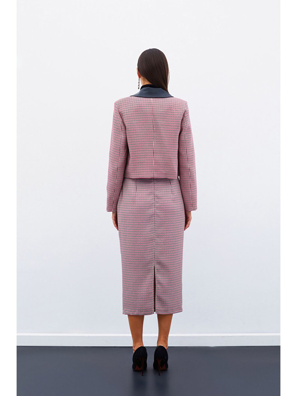 Kazayağı Crop Ceket - Fuşya-2