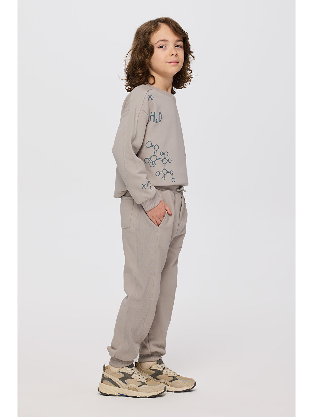 Bej Erkek Çocuk Beli Lastikli Taş Eşofman Altı-2