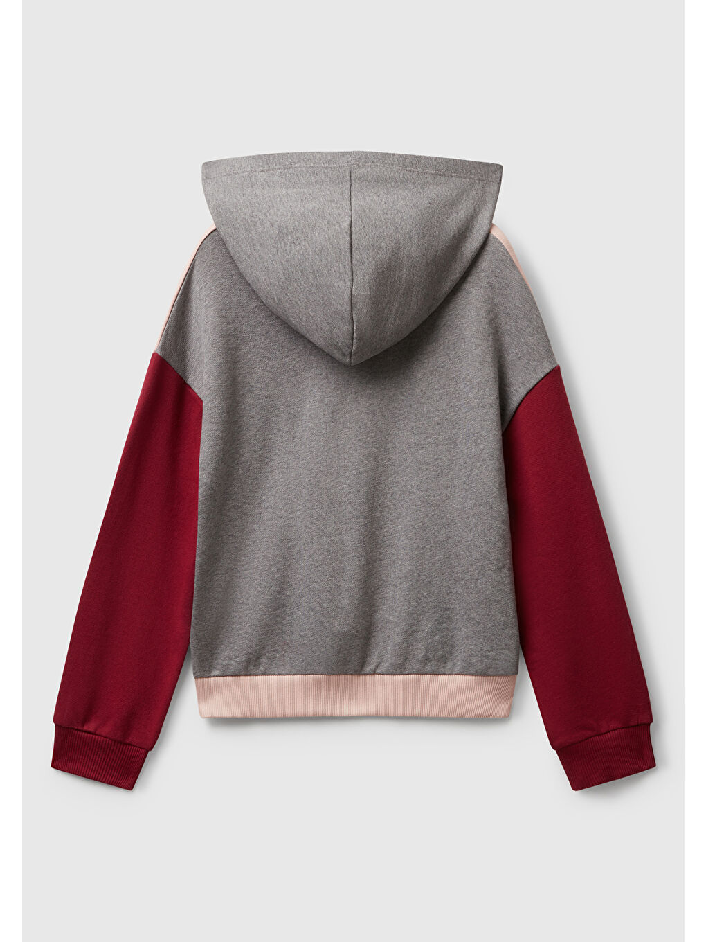 Kız Çocuk Siyah-Gri Mix Önü Logo Baskılı Ribanalı Kapüşonlu Sweatshirt-1