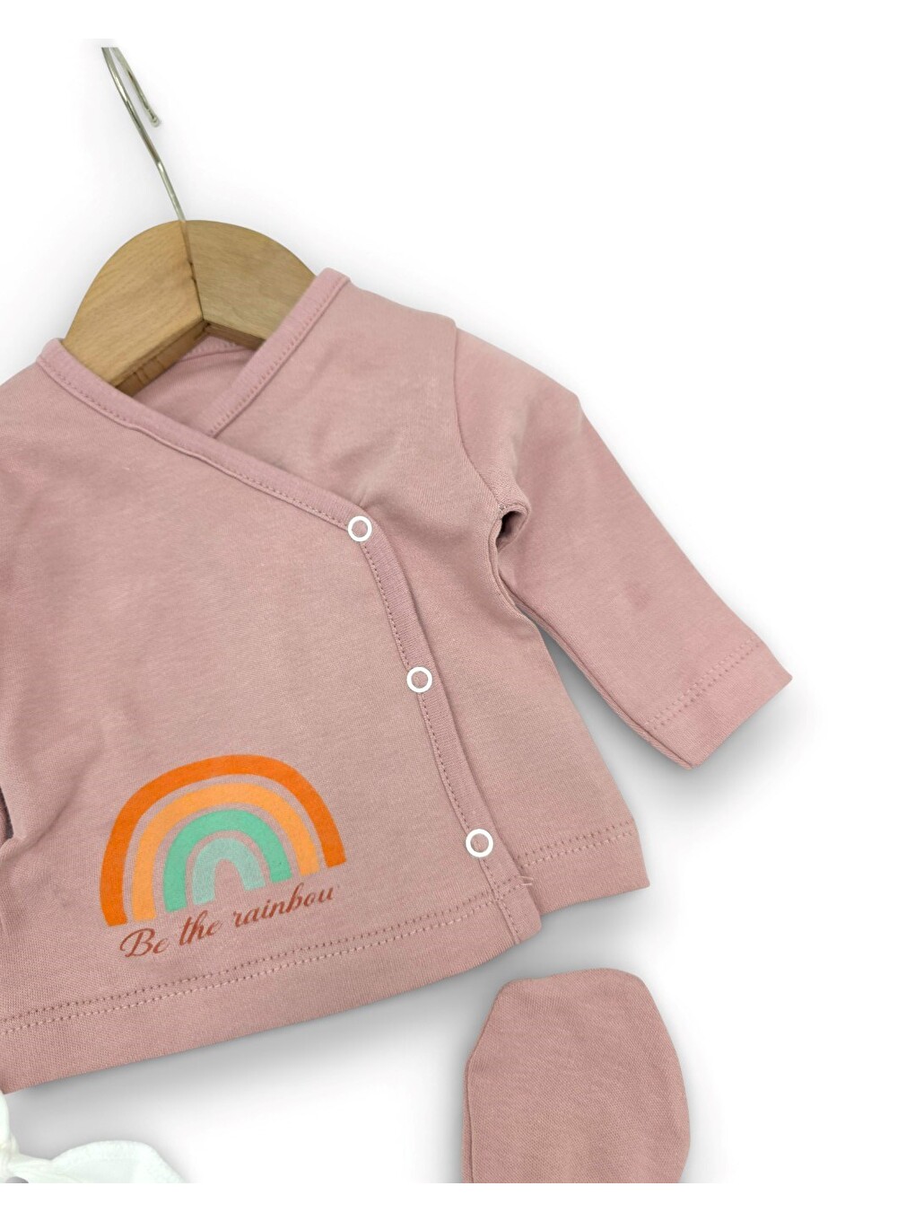 Pembe Kız Bebek 5'li Desenli Hastane Çıkışı Zıbın Seti-1