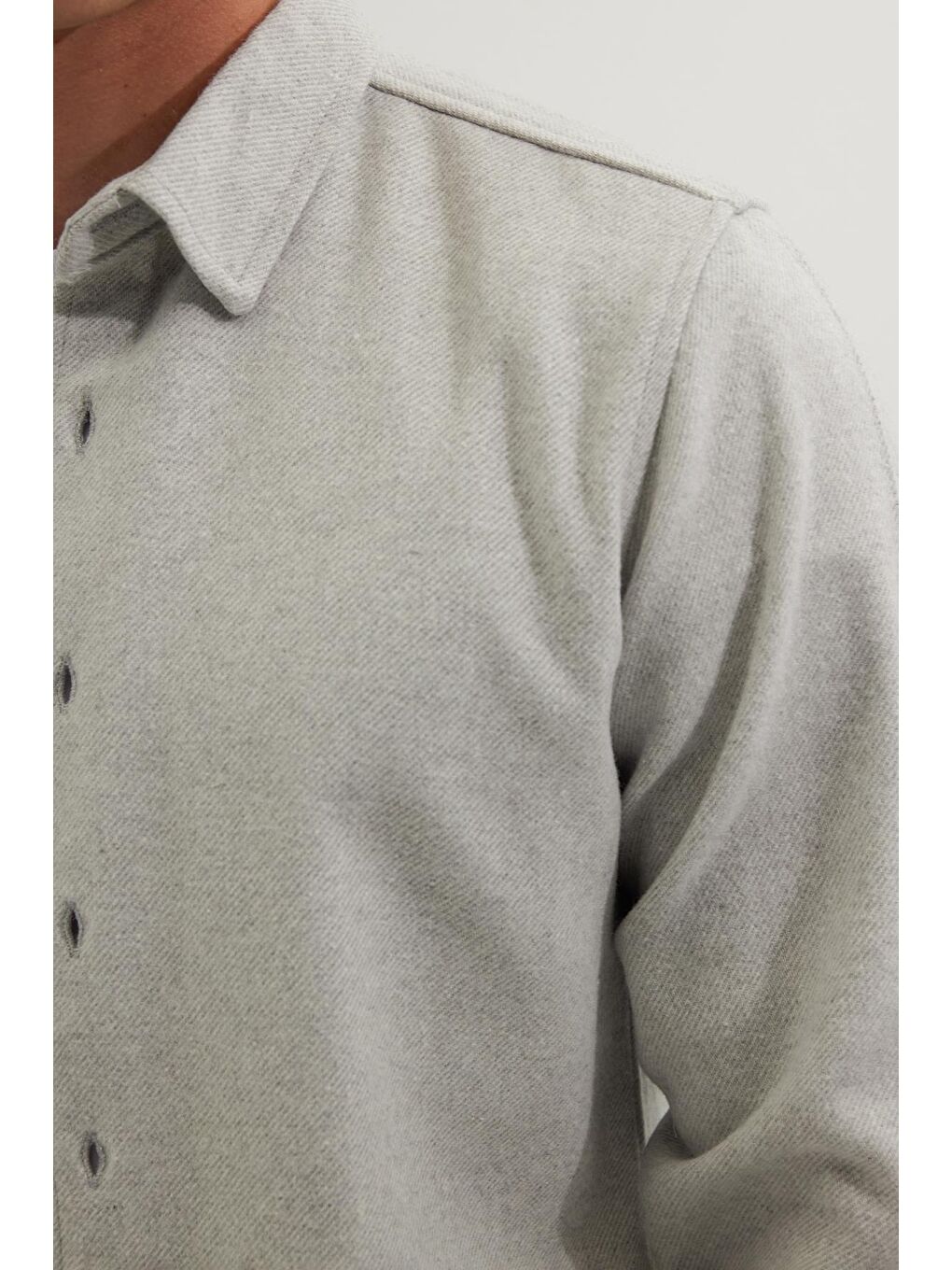Erkek Slim Fit Dar Kesim Uzun Kollu Düz Kışlık Oduncu Gri Gömlek-2