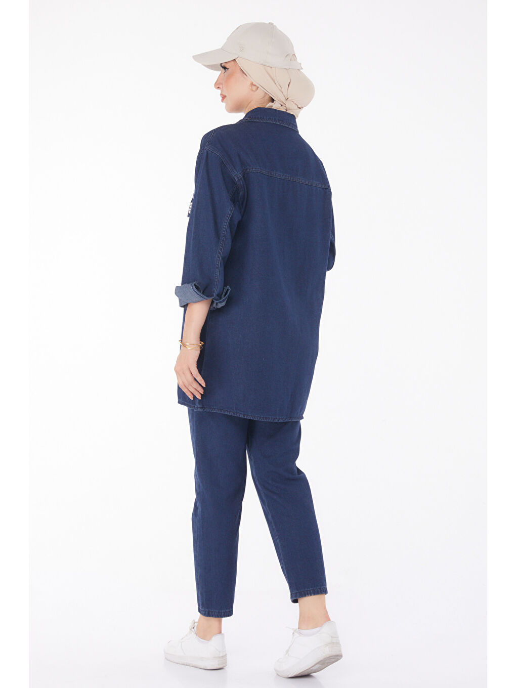 Taş Detaylı İkili Takım Koyu Mavi   25366-4