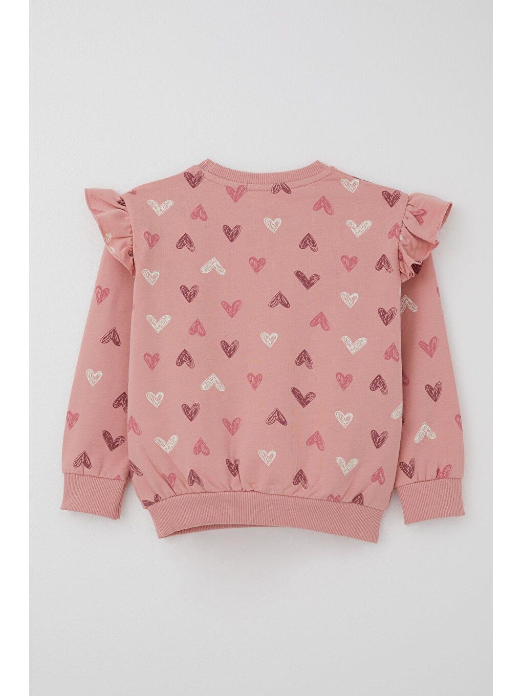 Pembe Kız Çocuk Eşofman Takım Kalp Desenli Yazı Baskılı Gülkurusu (1.5-5 Yaş)-3