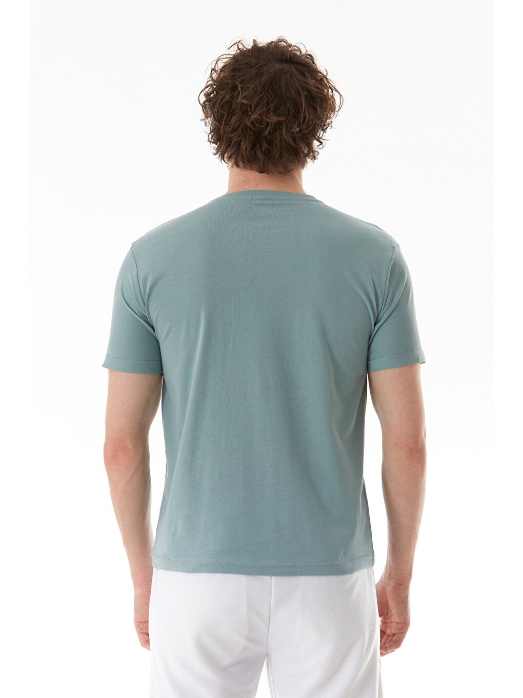 Yeşil Night Yazı Baskılı Bisiklet Yaka Tişört-3