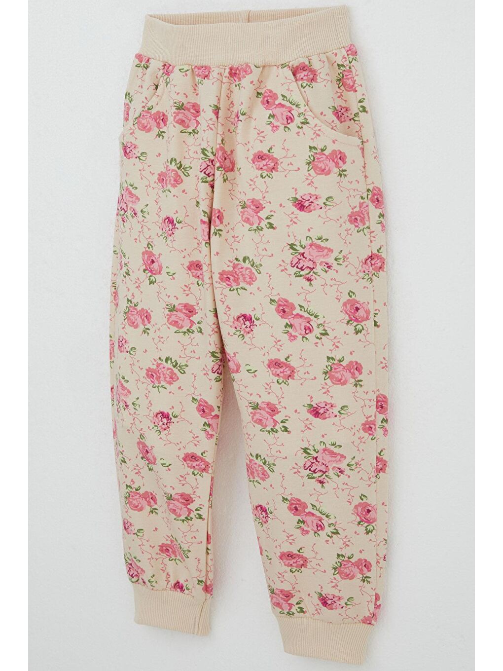 Kız Çocuk Eşofman Takım Çiçek Desenli Bej (1.5-5 Yaş)-6