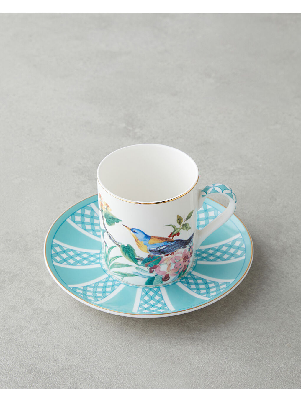 Freesia New Bone China 4 Parça 2 Kişilik Kahve Fincan Takımı 90 ml Mavi-2