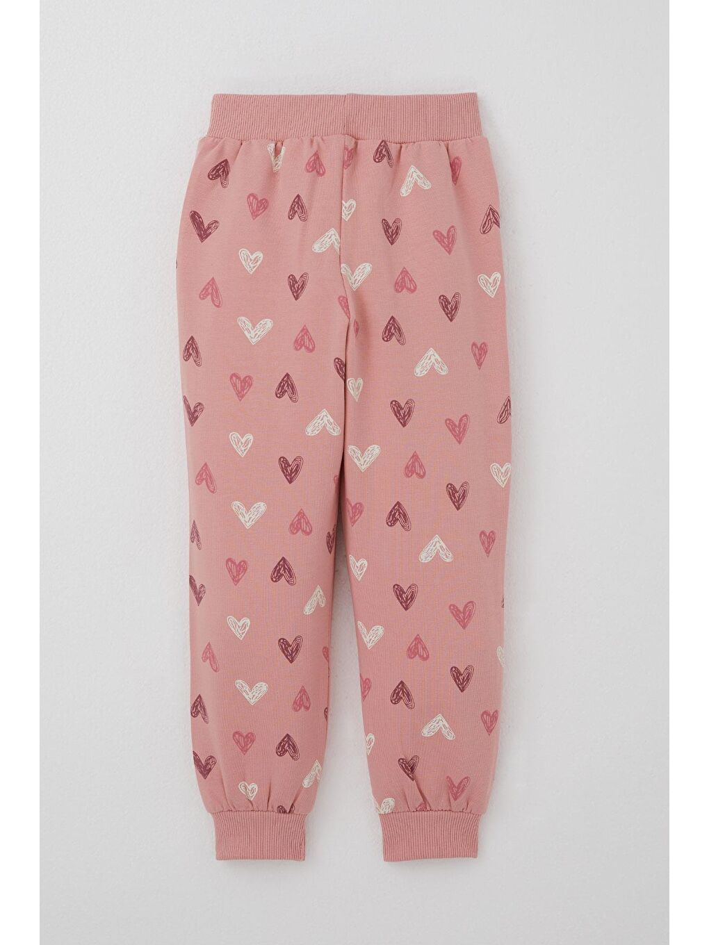 Pembe Kız Çocuk Eşofman Takım Kalp Desenli Yazı Baskılı Gülkurusu (1.5-5 Yaş)-4
