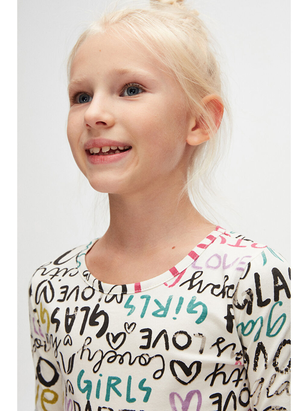 Ekru Kız Çocuk Glasgow Desen Uzun Kol Elbise-3