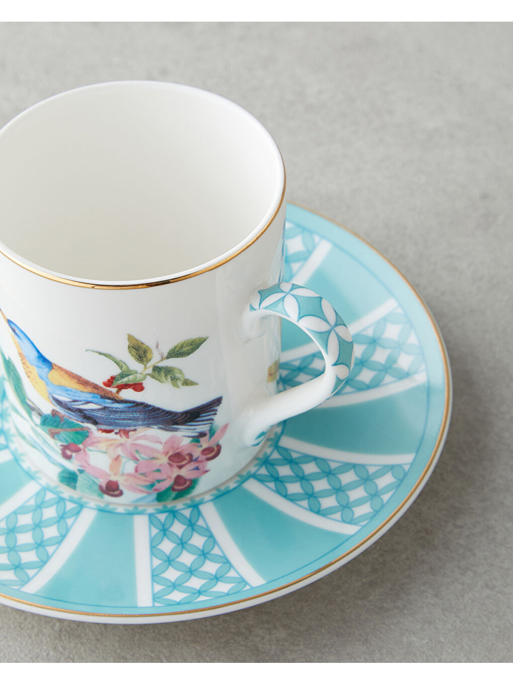 Freesia New Bone China 4 Parça 2 Kişilik Kahve Fincan Takımı 90 ml Mavi-3