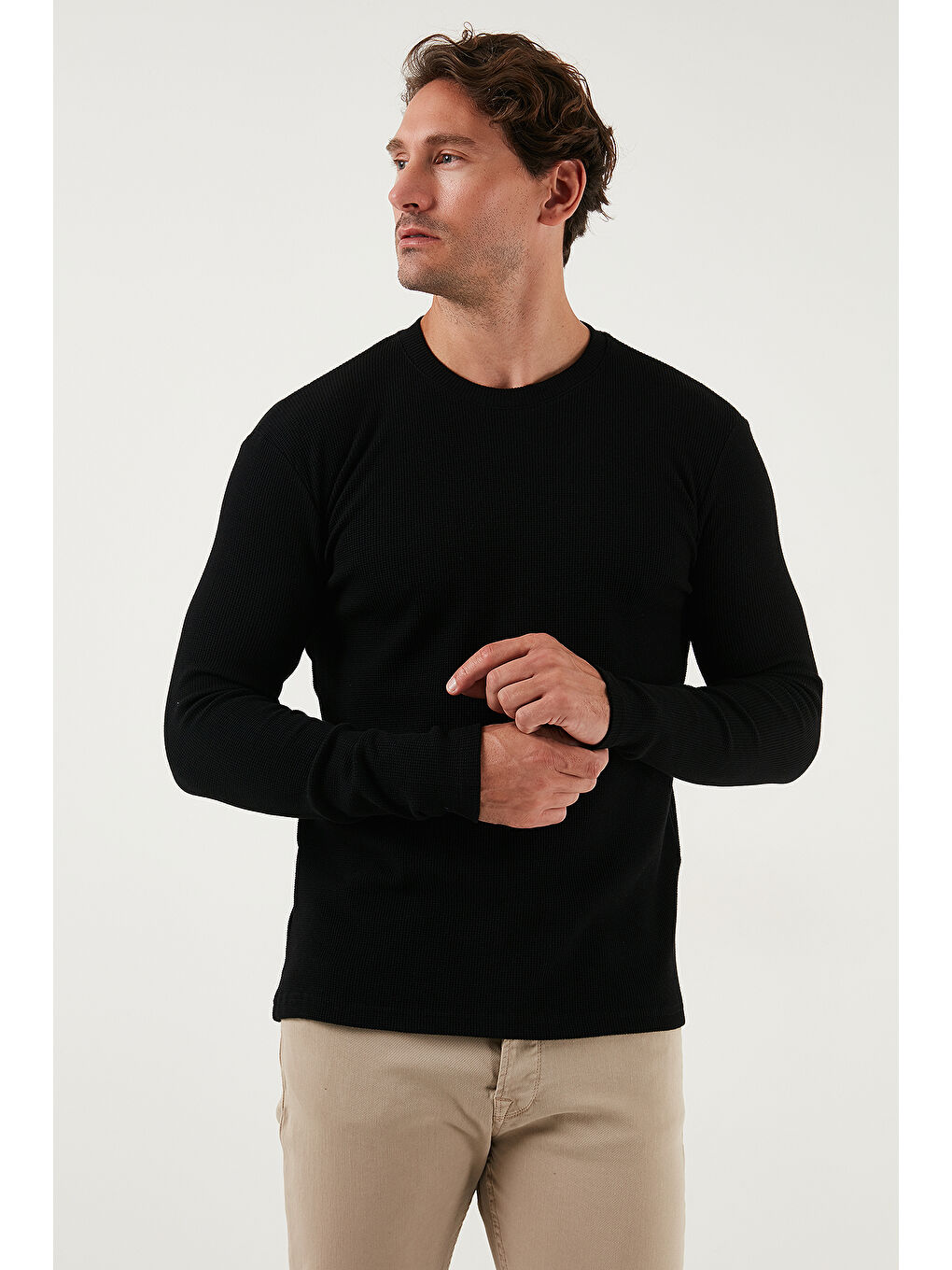 Gri Pamuklu Bisklet Yaka Slim Fit Basic 3'lü Paket Sweat 5905073S3-1