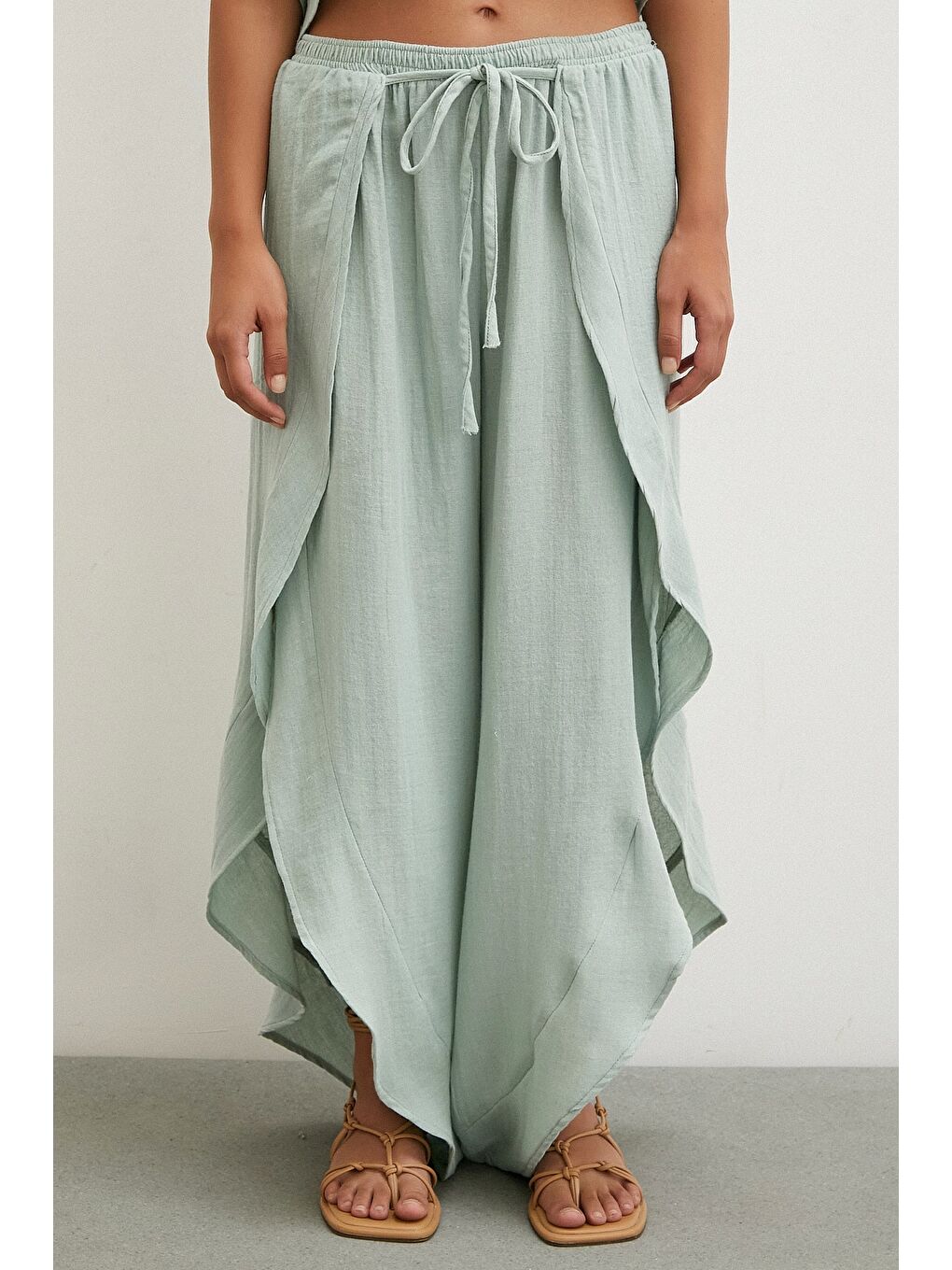 Karışık Keten Şalvar Takım Mint-4