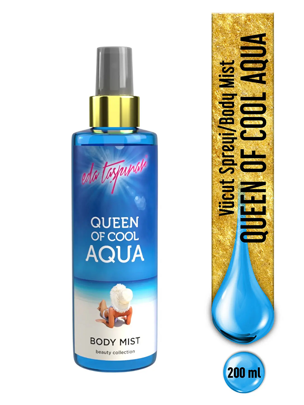 QueenOf Cool Aqua Body Mist Vücut Spreyi, Mykonos’un Mistik Kokusu, Fresh Okyanus, 200 ml