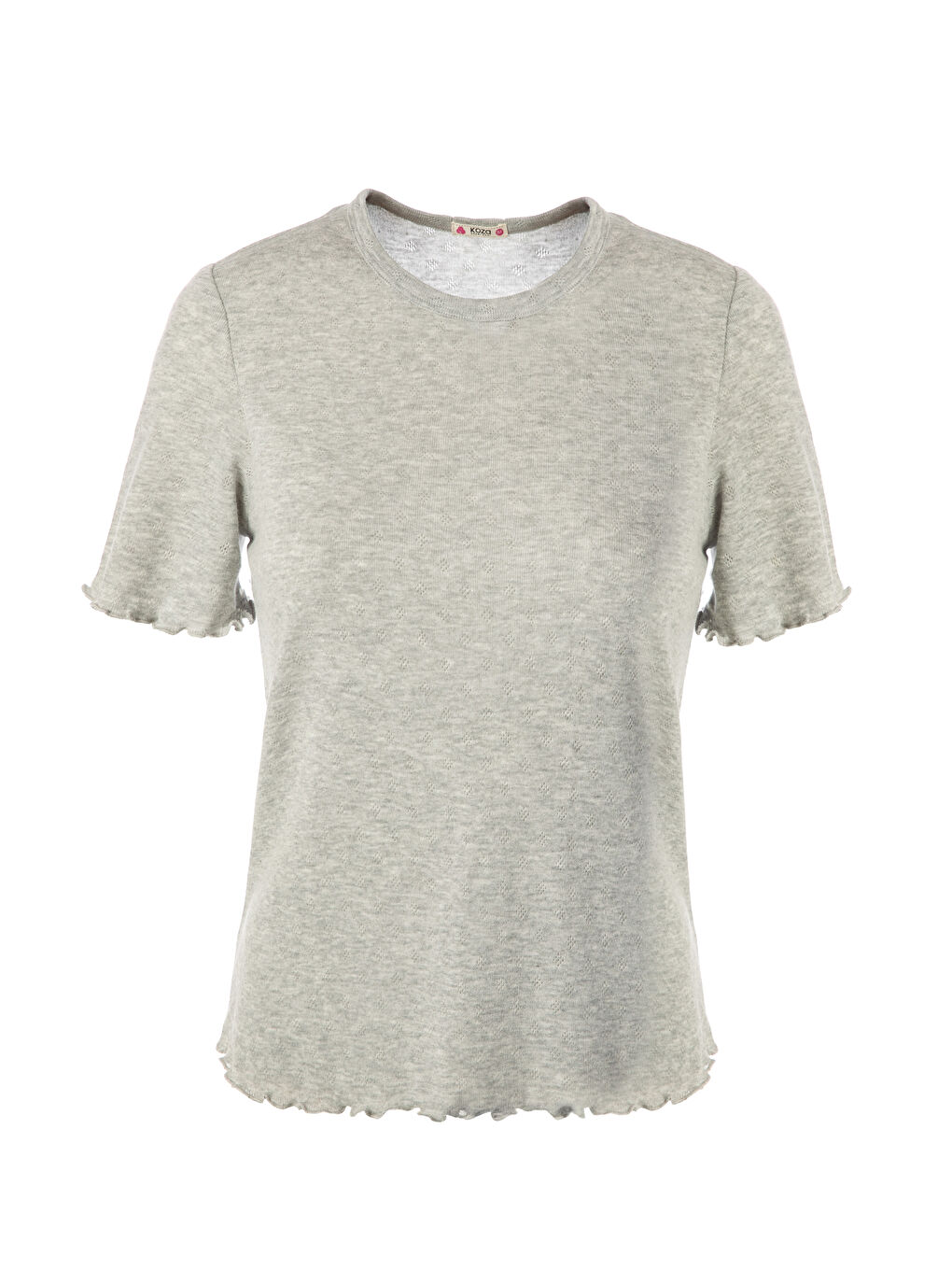 Gri Kadın Pamuklu Kısa Kollu Baby Overloklu Pijama Takımı-1