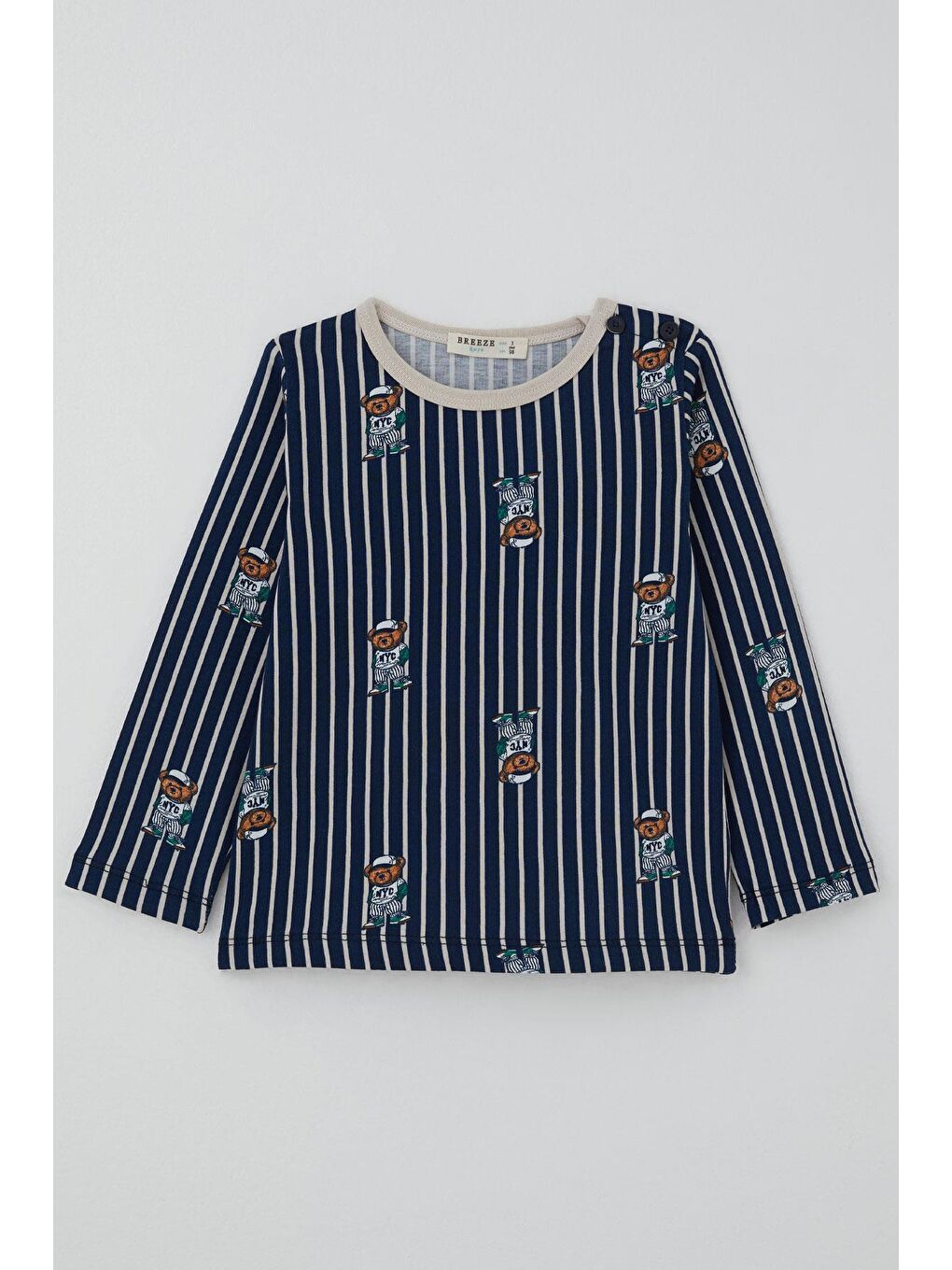 Erkek Bebek Pijama Takımı Sevimli Ayıcık Figürlü Lacivert (9 Ay-3 Yaş)-1