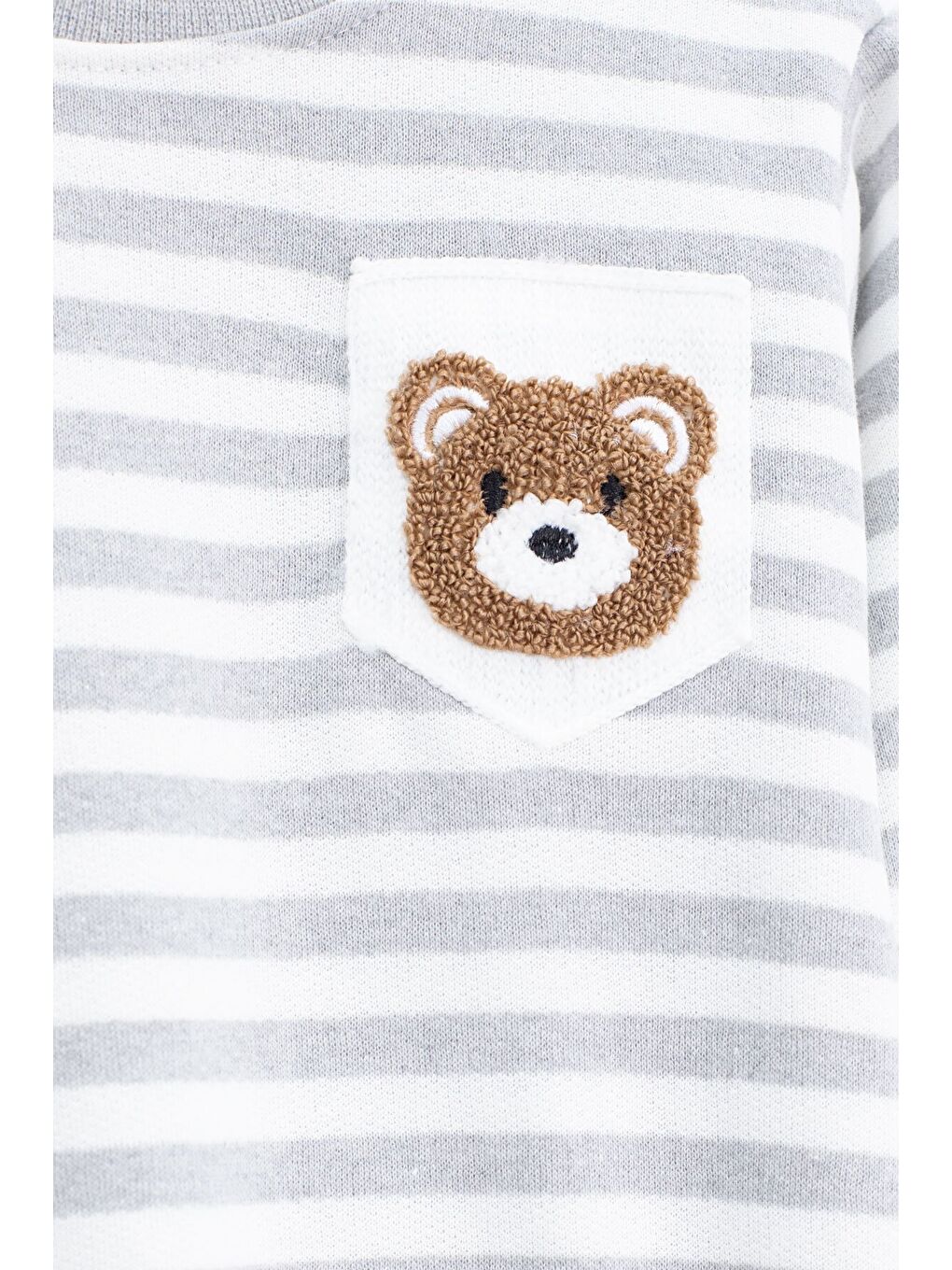 Gri Erkek Çocuk Şardonlu Ayıcık Nakışlı 2'li Takım 22701-1