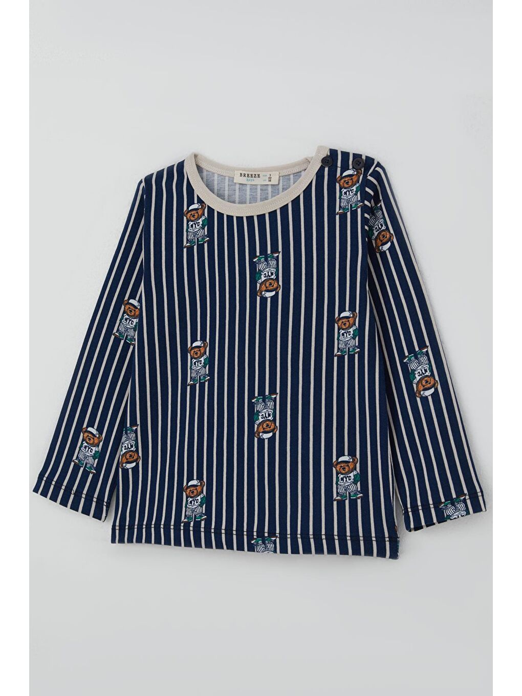 Erkek Bebek Pijama Takımı Sevimli Ayıcık Figürlü Lacivert (9 Ay-3 Yaş)-5