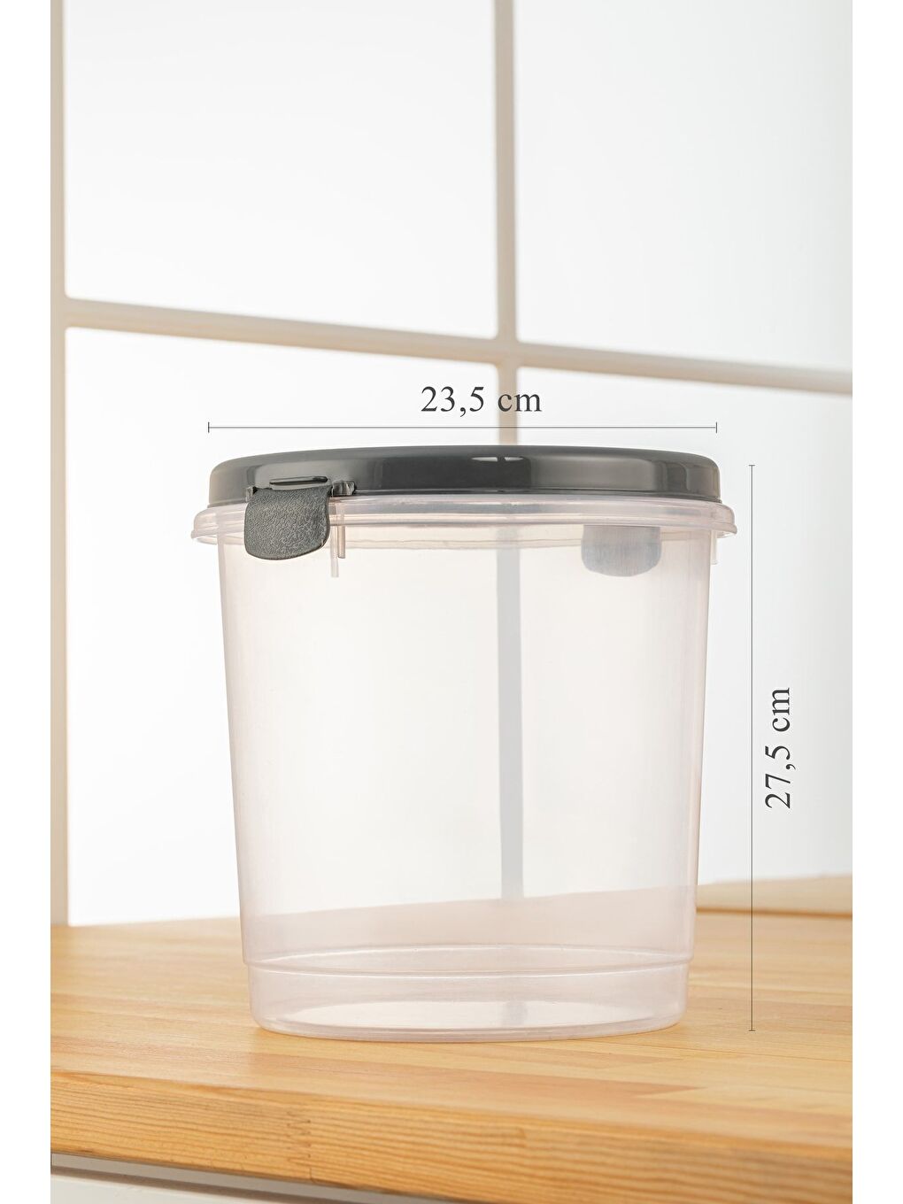 Gri 4 lü Un Makarna Bakliyat Kabı   Şeffaf Saklama Kutusu Mega Erzak Saklama Kabı 4x6 Lt-1