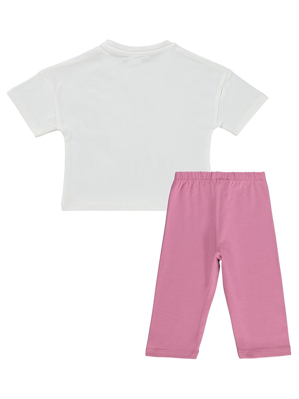 Girls Kelebek Nakışlı 2-5 Yaş Takım - Ekru-Soft Pembe-1