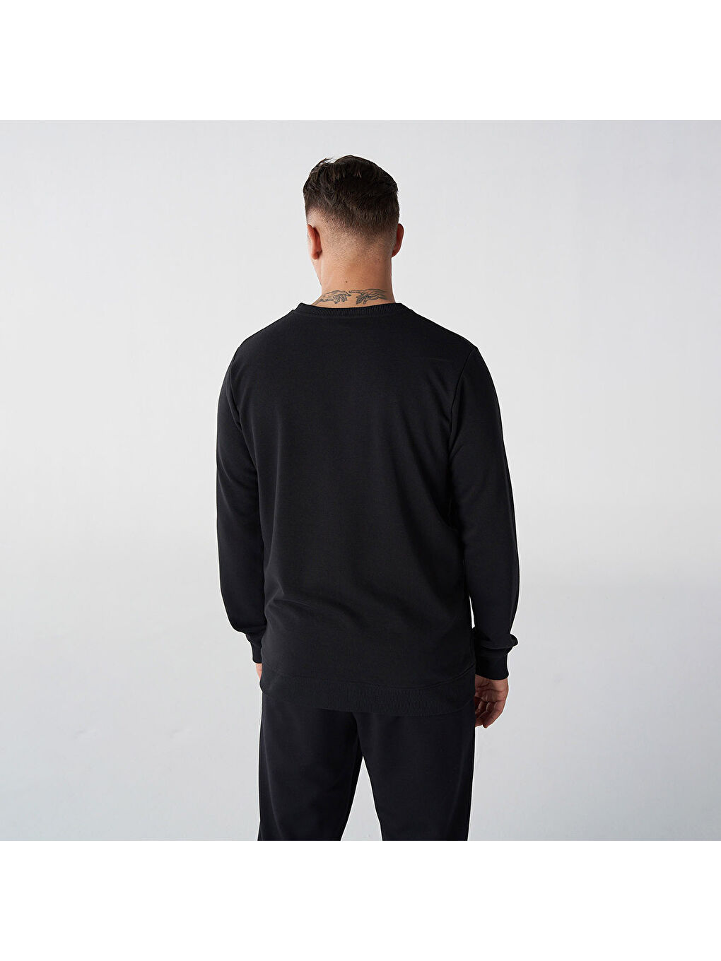 T-Ic Ico Erkek Siyah Yuvarlak Yaka Sweatshirt-1