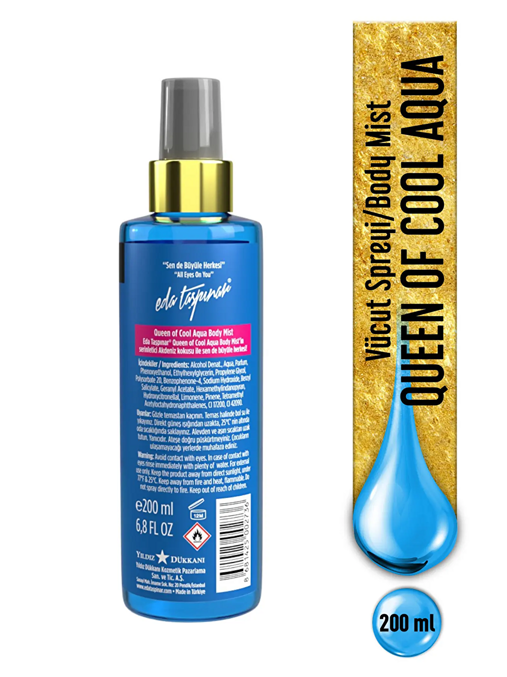 QueenOf Cool Aqua Body Mist Vücut Spreyi, Mykonos’un Mistik Kokusu, Fresh Okyanus, 200 ml-1