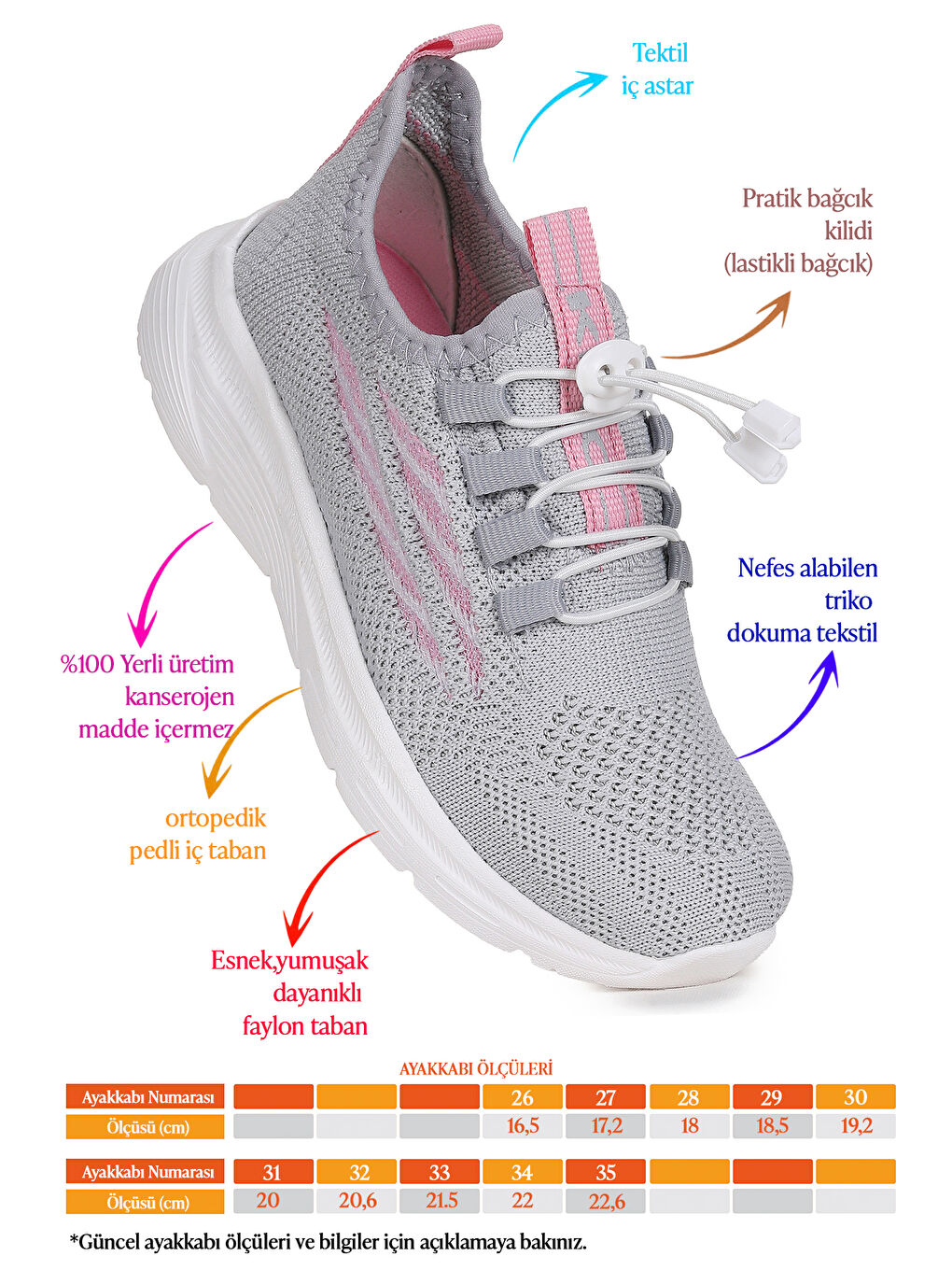 Gri Dunca Fileli Faylon Taban Kız Çocuk Spor Ayakkabı-1