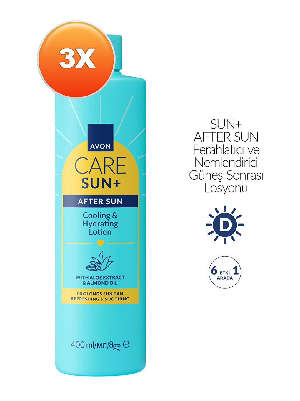 SUN+ AFTER SUN Ferahlatıcı ve Nemlendirici Güneş Sonrası Losyonu 400ml Üçlü Paket-1