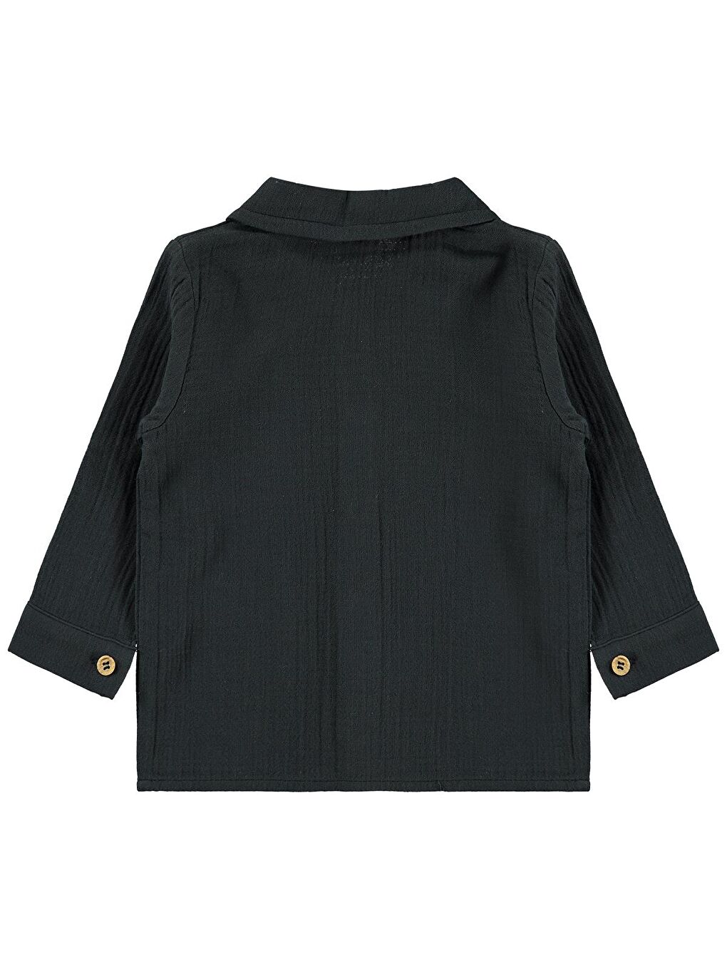 Antrasit Baby Müslin Uzun Kol 6-18 Ay Gömlek - Gri 9-12 Ay-1