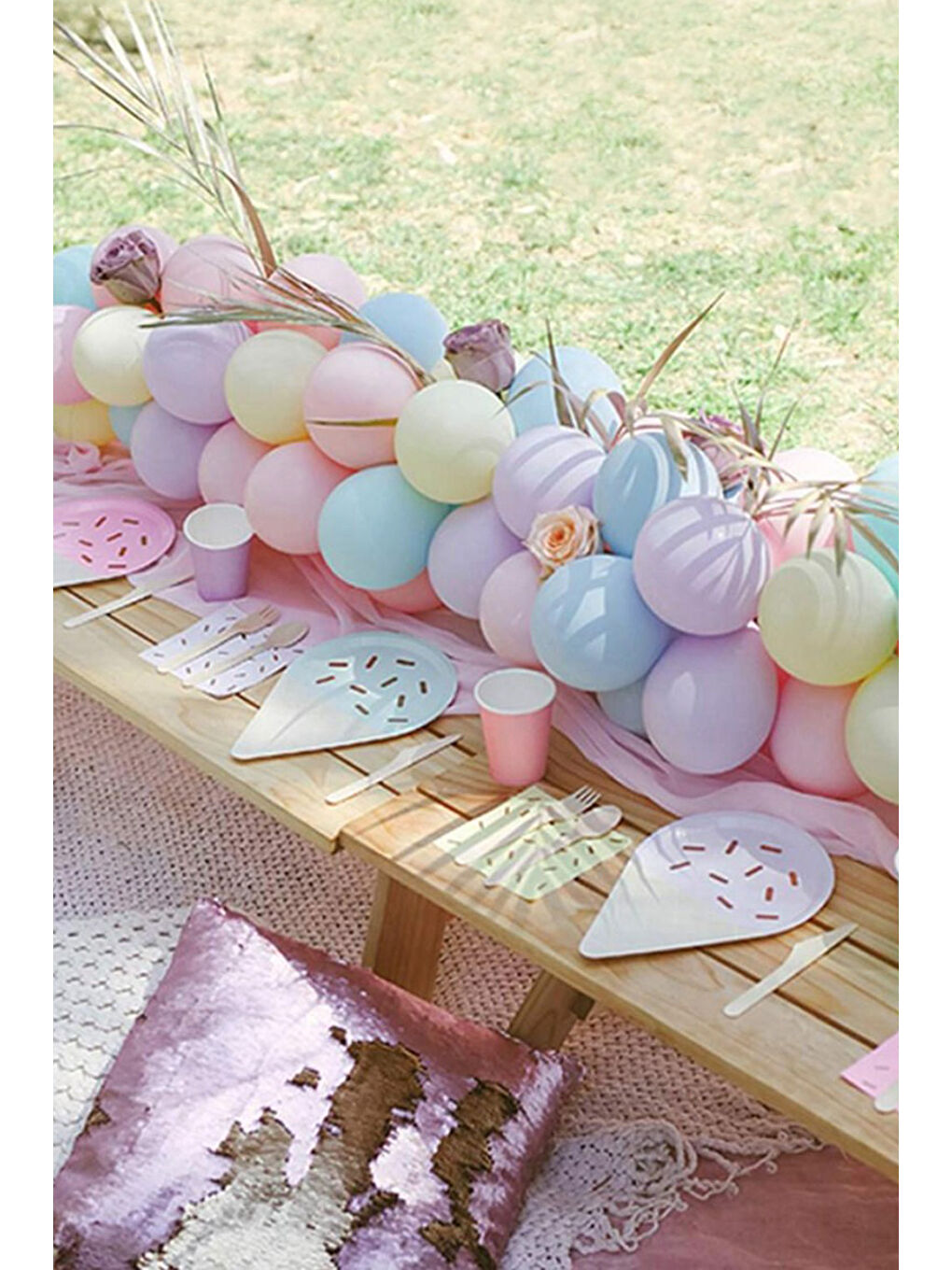 Karışık Çok Renkli Makaron 100'lü Minik Balon Set