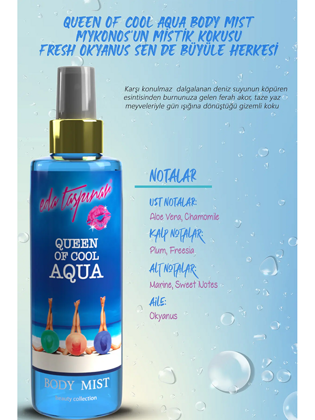 QueenOf Cool Aqua Body Mist Vücut Spreyi, Mykonos’un Mistik Kokusu, Fresh Okyanus, 200 ml-2
