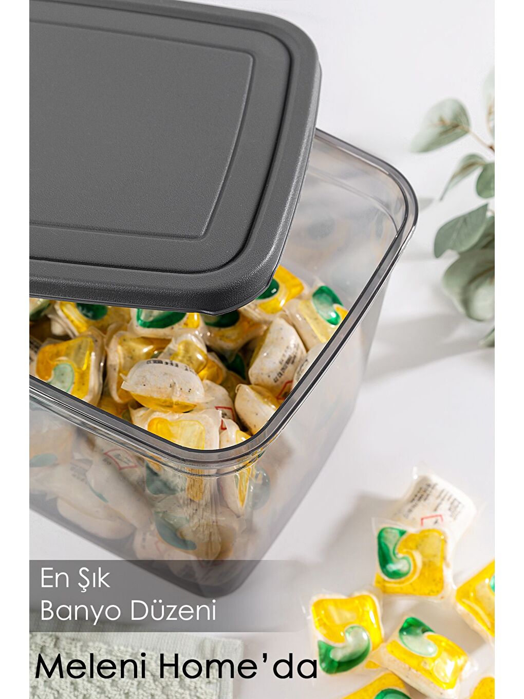 5 li Mega Boy Deterjan Saklama Kutusu   Dikdörtgen Toz Tablet Deterjan Kutusu Antrasit-2