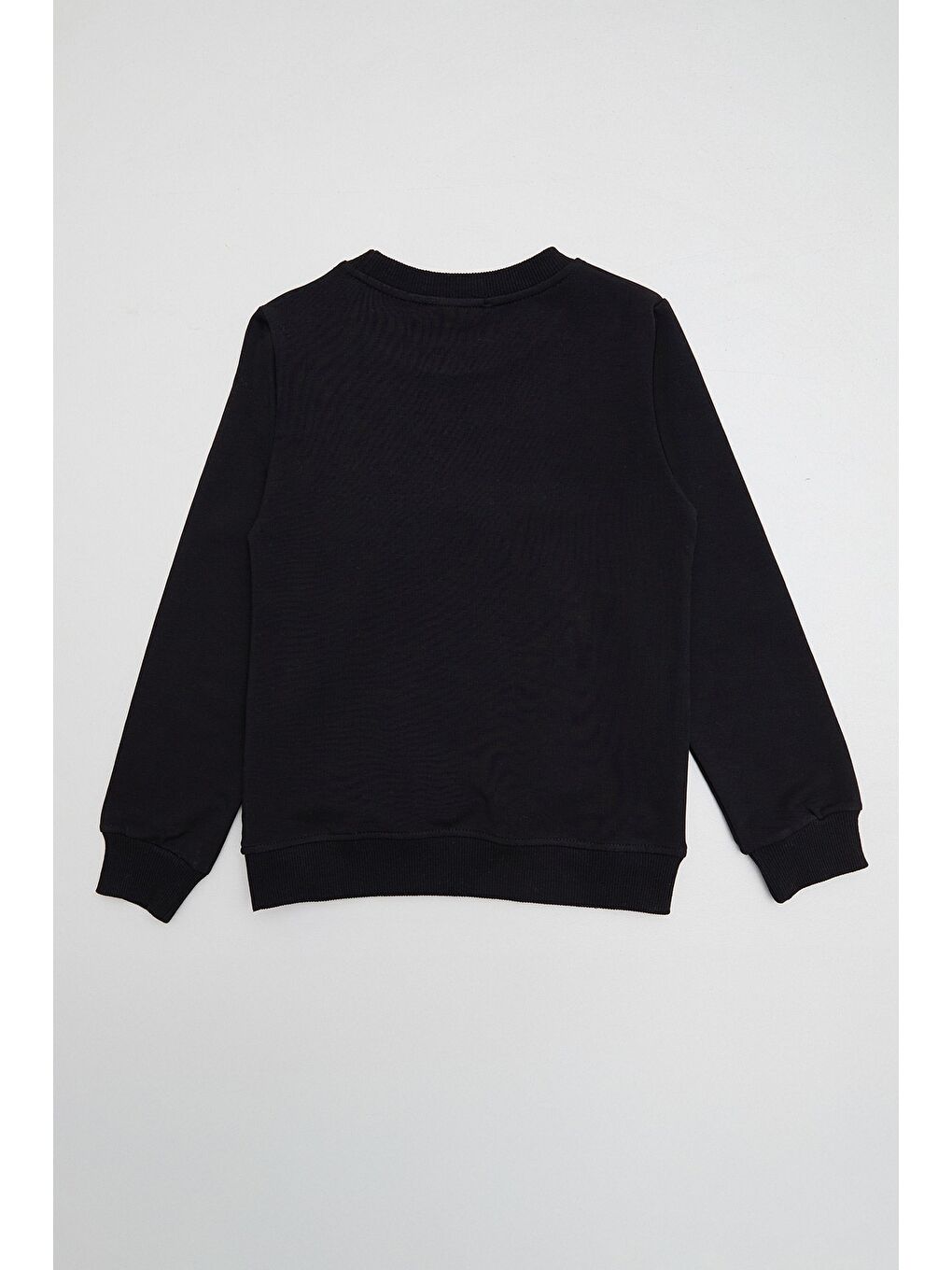 Siyah Ayıcık Nakışlı Bisiklet Yaka Kız Çocuk Sweatshirt-2