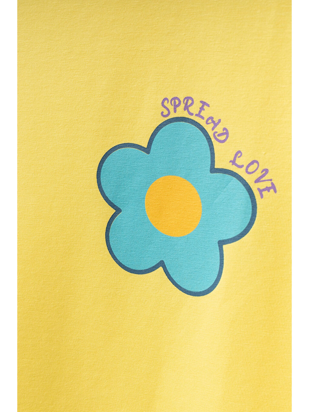 Myhanne Sari Spread Love Papatya Baskılı Kız Çocuk Tişört 50751 - 1
