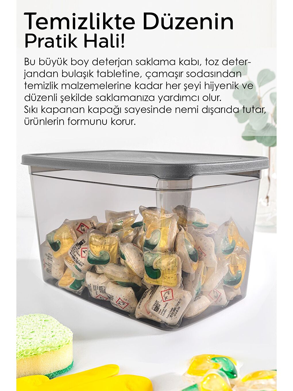 2 li Mega Boy Deterjan Saklama Kutusu   Dikdörtgen Toz Tablet Deterjan Kutusu Antrasit-4