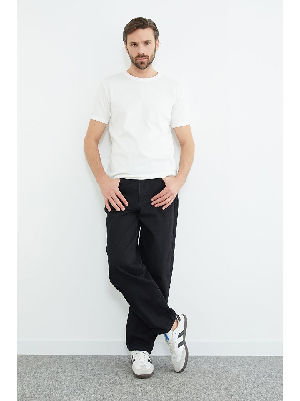 Siyah Fermuarlı Baggy Jean-2