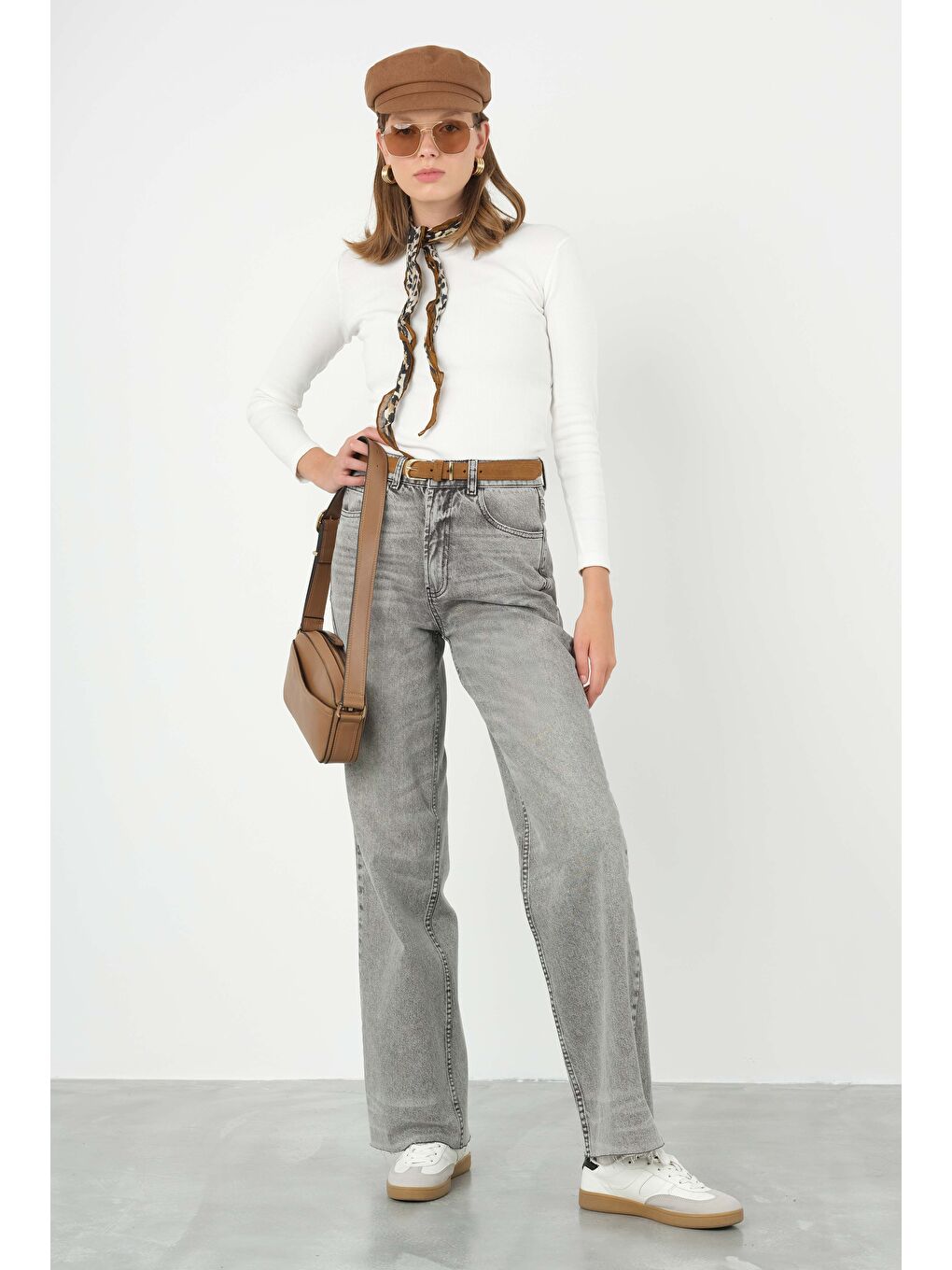 Wide Leg Jean Gri-1