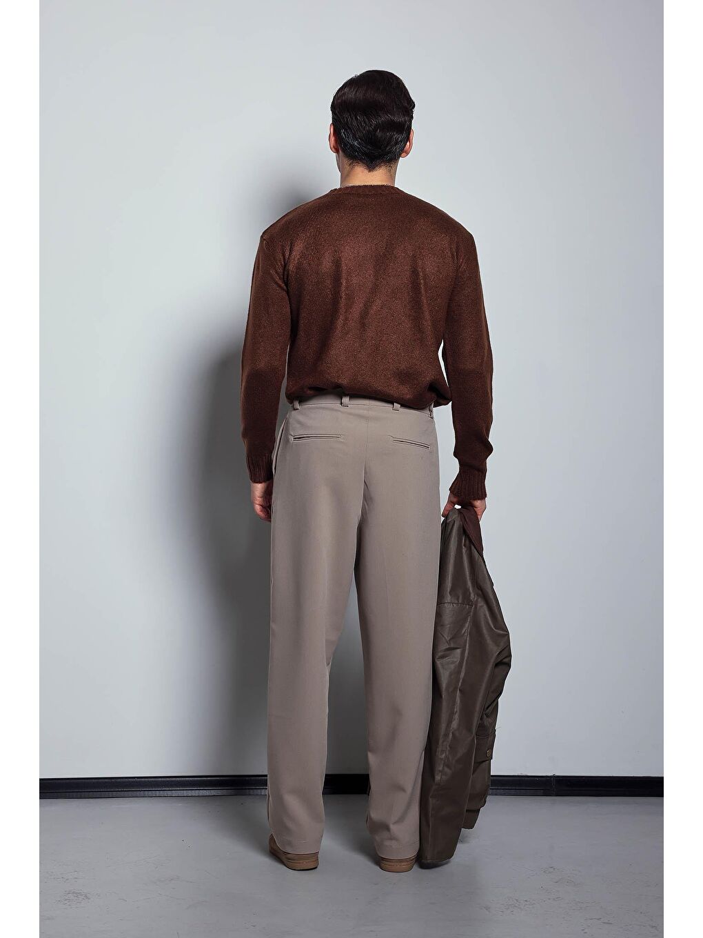 Kahverengi Erkek Regular Fit Bisiklet Yaka Kazak Kahve-5