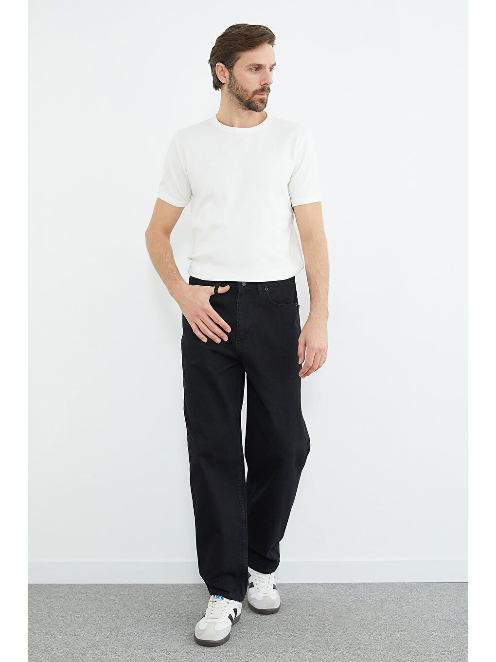 Siyah Fermuarlı Baggy Jean-3