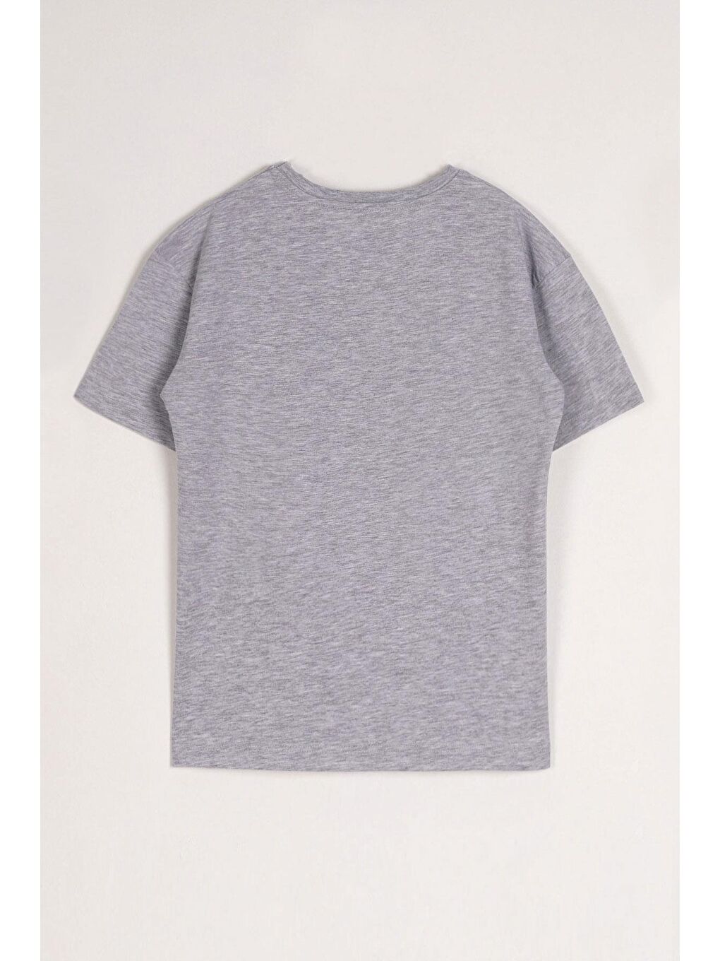 Bisiklet Yaka Gri Melanj Renk Erkek Çocuk Tshirt-1